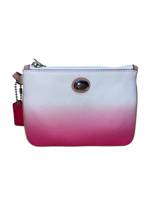 Coach Handbags - Coach Women’s Pink & White Ombré Leather With Key Lace Detail Wristlet Clutch